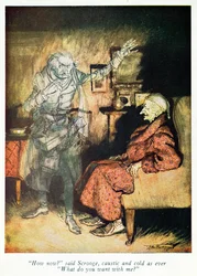 Scrooge et le fantôme de Marley, tiré de « A Christmas Carol » de Dickens